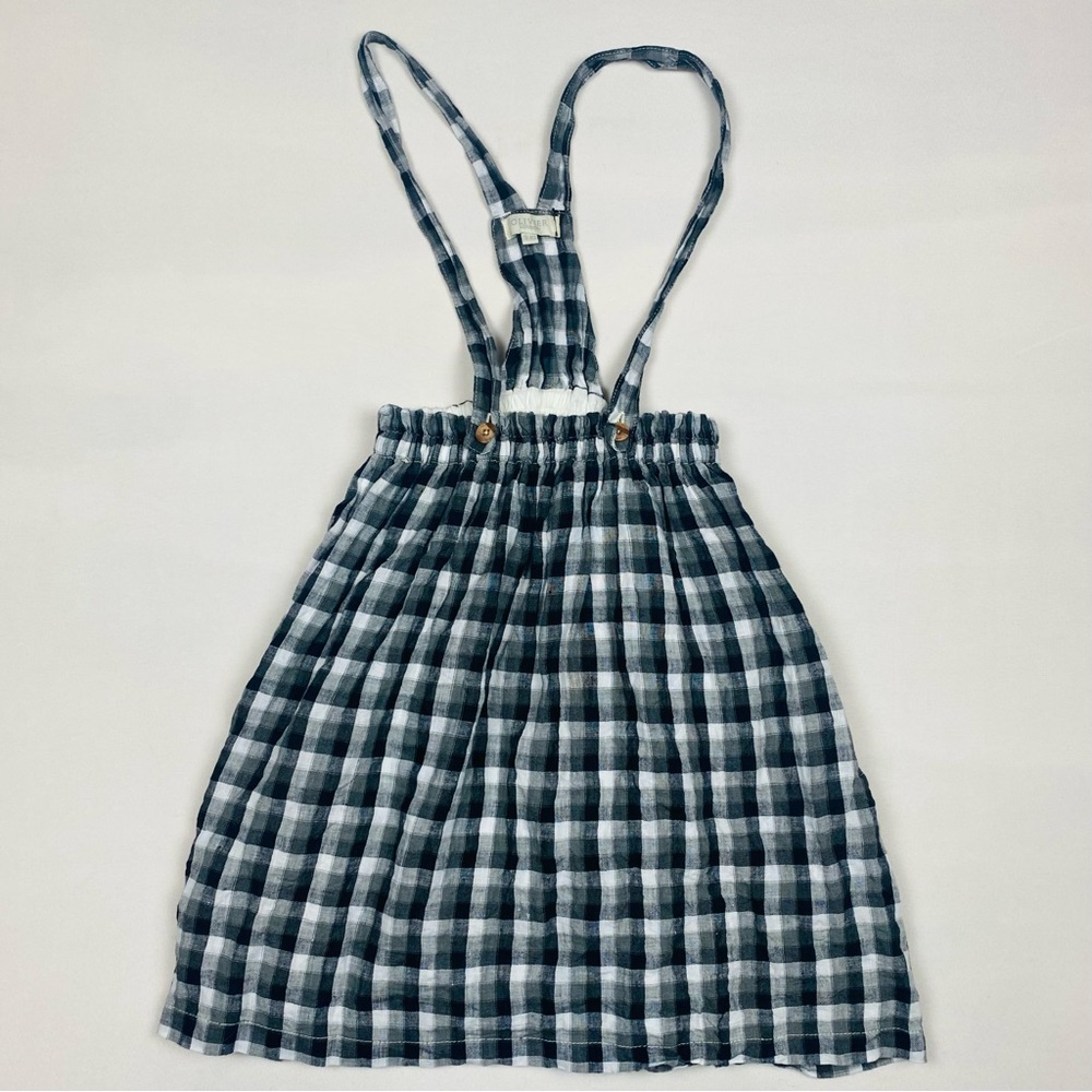 Olivier London Linen Plaid Shoulder Strap‎ Suspender Skirt Dress Size 9-10